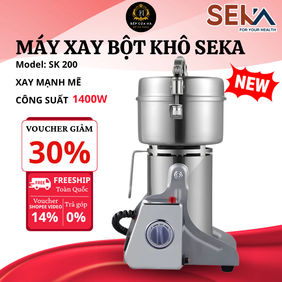 Máy Xay Bột Khô SEKA SK200 Công Suất Mạnh Mẽ Bền Bỉ, Xay Nhanh Các Loại Hạt Và Ngũ Cốc - Bếp Của Hà