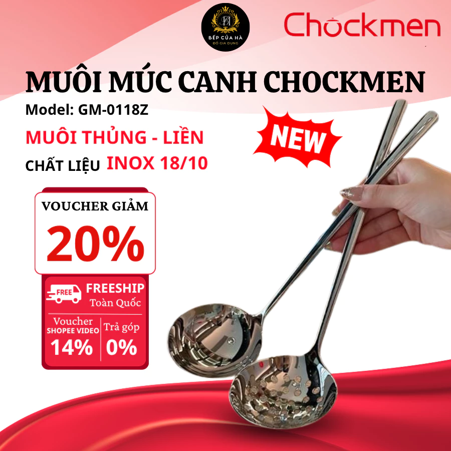Muôi Canh CHOCKMEN CKM AL263TS 29.5cm Inox 18/10 Chống Gỉ Sét, Cầm Chắc Tay Khi Sử Dụng - Bếp Của Hà