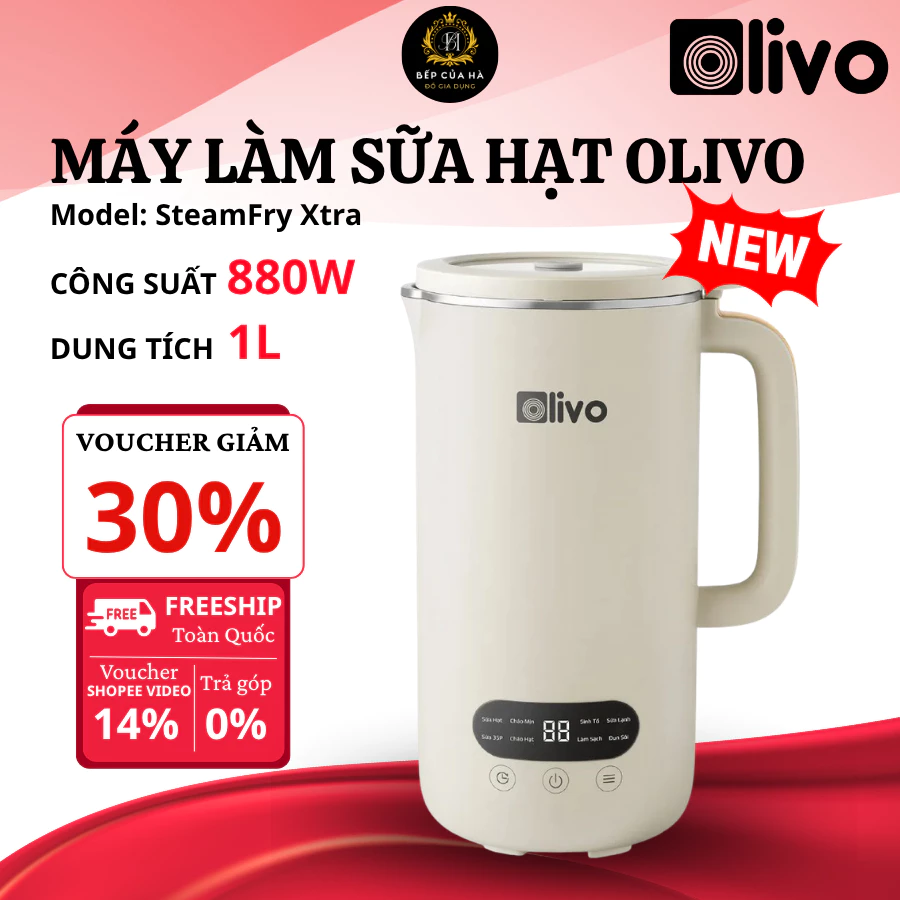 Máy Làm Sữa Hạt OLIVO CB1000 Dung Tích 1.75L, 12 Chương Trình Nấu Tự Động Tiện Lợi - Bếp Của Hà