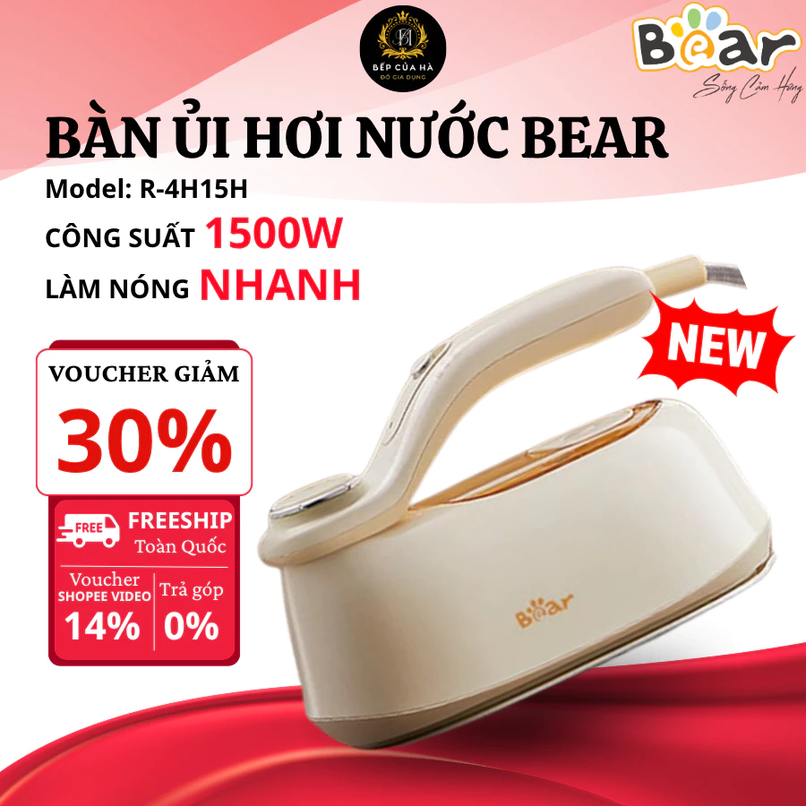 Bàn Ủi Hơi Nước Bear IR-4H15H Công Suất 1500W, Bình Nước 140ml, Thiết Kế Cầm Tay, Ủi Đứng Và Ủi Ngang - Bếp Của Hà