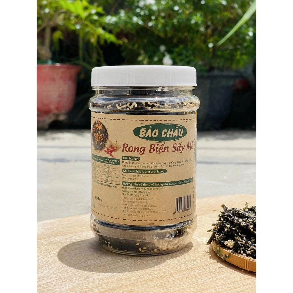 Rong Biển Sấy Mè Ăn Liền 70g Giòn Thơm Mè Rang Ăn Cơm Ăn Vặt Ngon Hũ Bảo Châu
