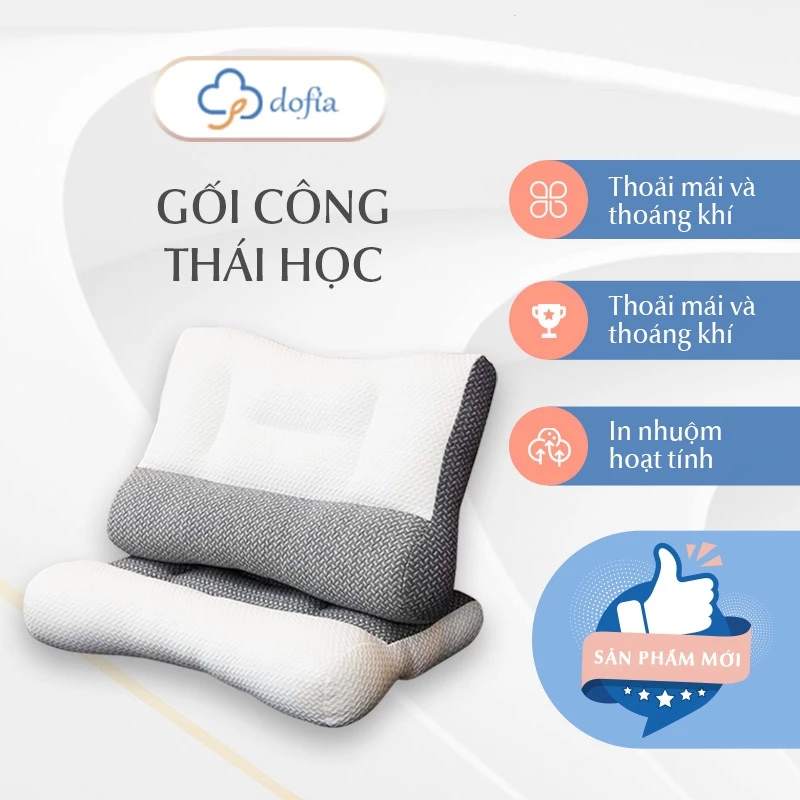 Gaabor x Dofia gối công thái học Gối ngủ hỗ trợ cổ vai gáy chất liệu mềm mại giúp ngủ ngon hơn