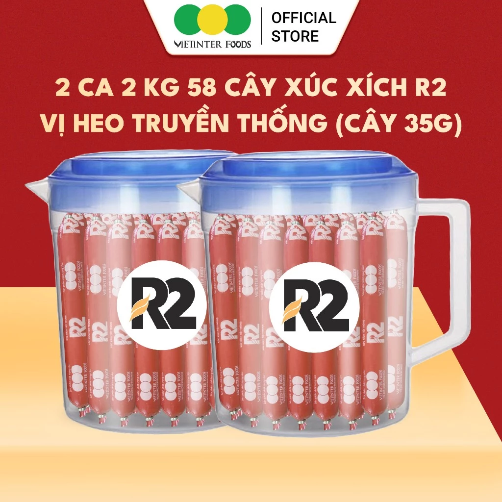 Combo 2 Ca 58 Cây Xúc Xích Dinh Dưỡng R2 Vietinter Foods (Cây 35g)
