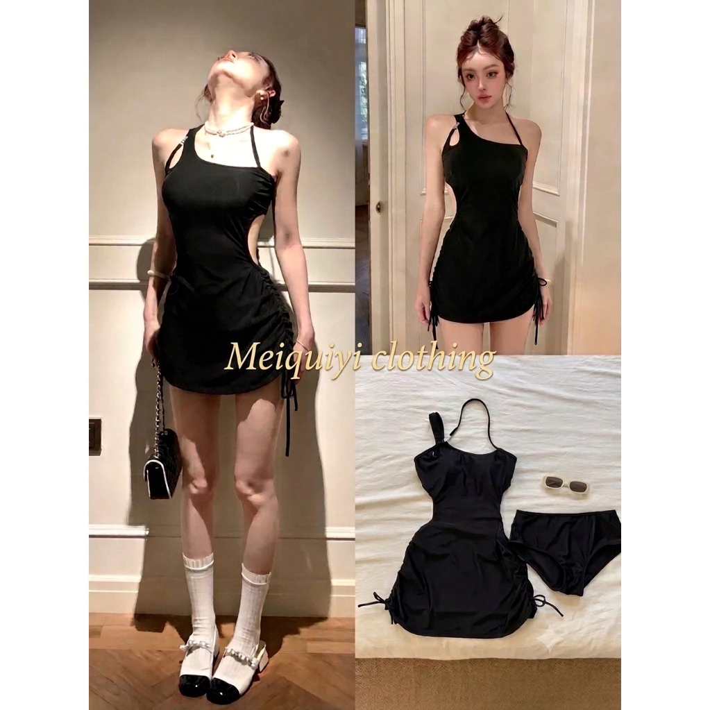 𝓜𝓮𝓲𝓺𝓾𝓲𝔂𝓲 🥝Set hai món đi biển cho nữ thiết kế khoét eo và hở lưng cùng với dây rút tạo cảm giác thon gọn