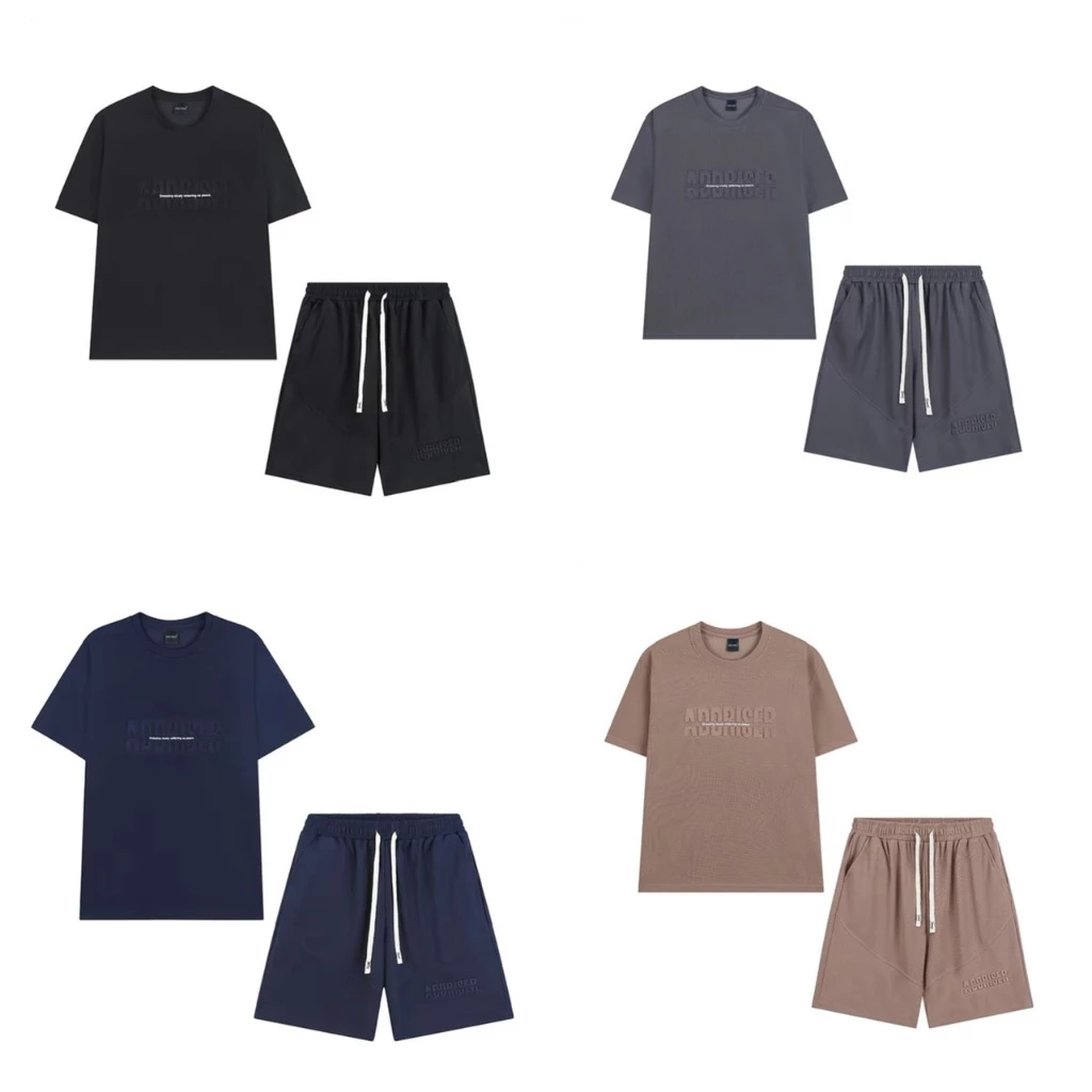 Bộ quần áo nam nữ ANGEL cổ tròn cộc tay vải tổ ong lỗ nhỏ thoáng mát, chữ ADDRISER dập nổi cao cấp