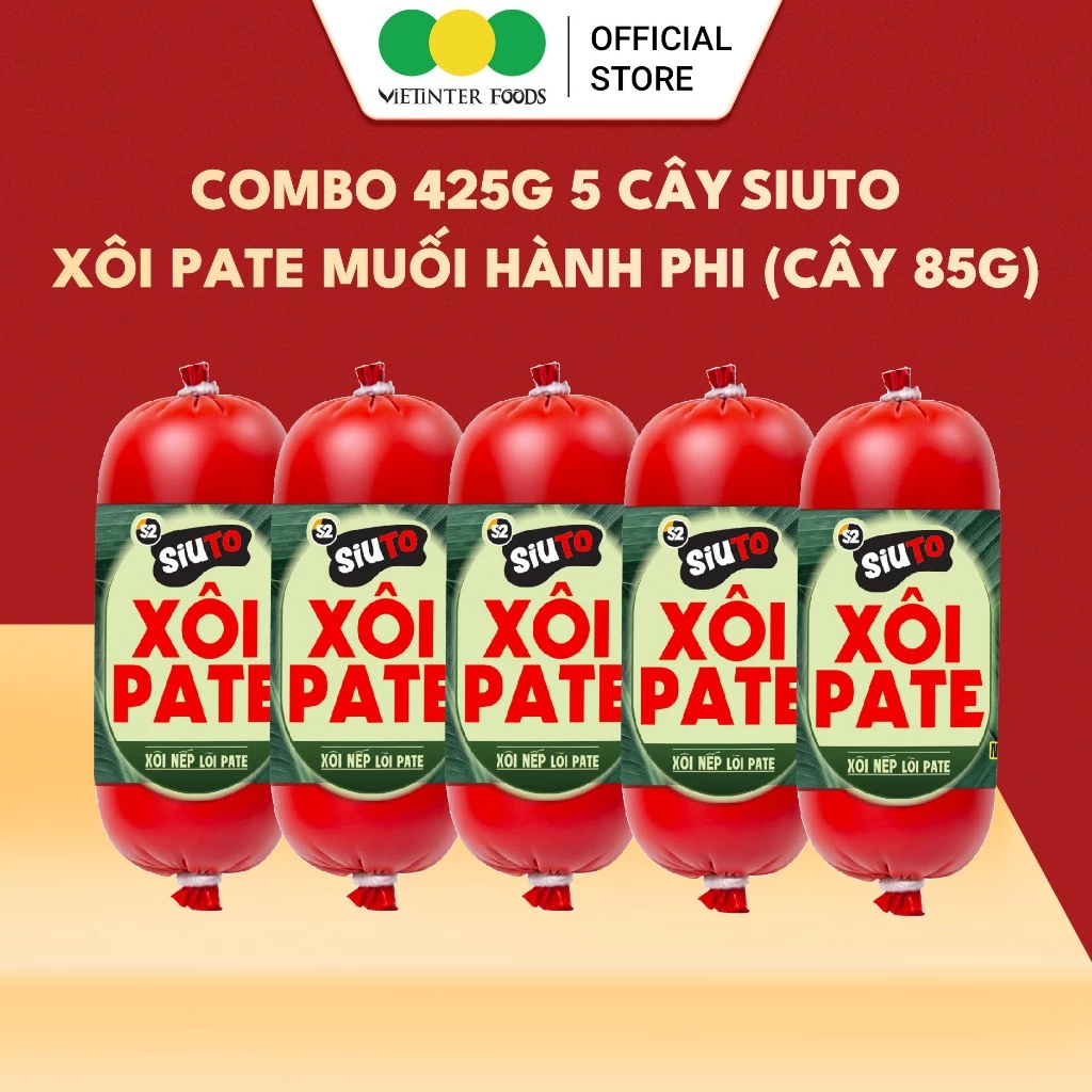 Combo 5 Cây Xôi Pate Muối Rắc Hành Phi Siuto Vietinter Foods (Cây 85g)