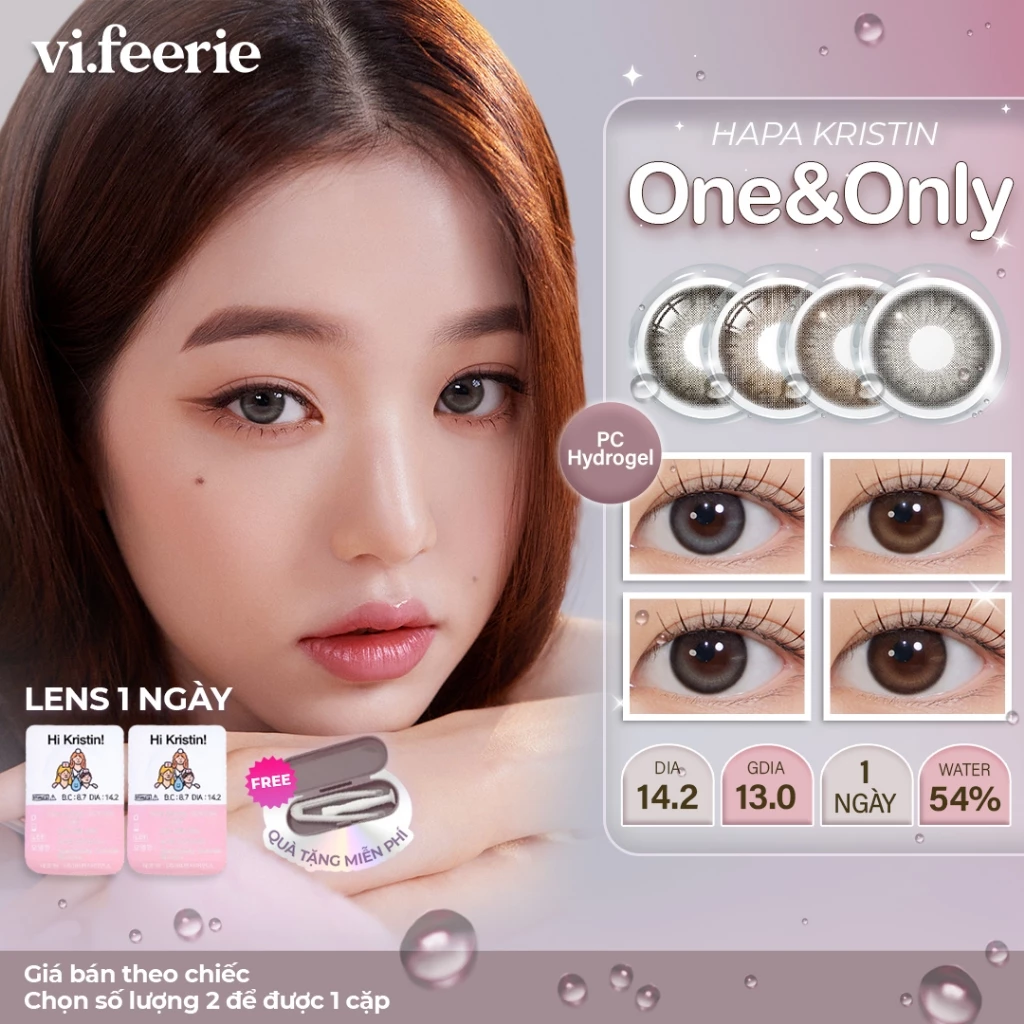 (HAPA KRISTIN) Kính áp tròng (lens) tự nhiên trong trẻo áp tròng 1 ngày ONE & ONLY BROWN / GRAY chính hãng -  Vi Feerie