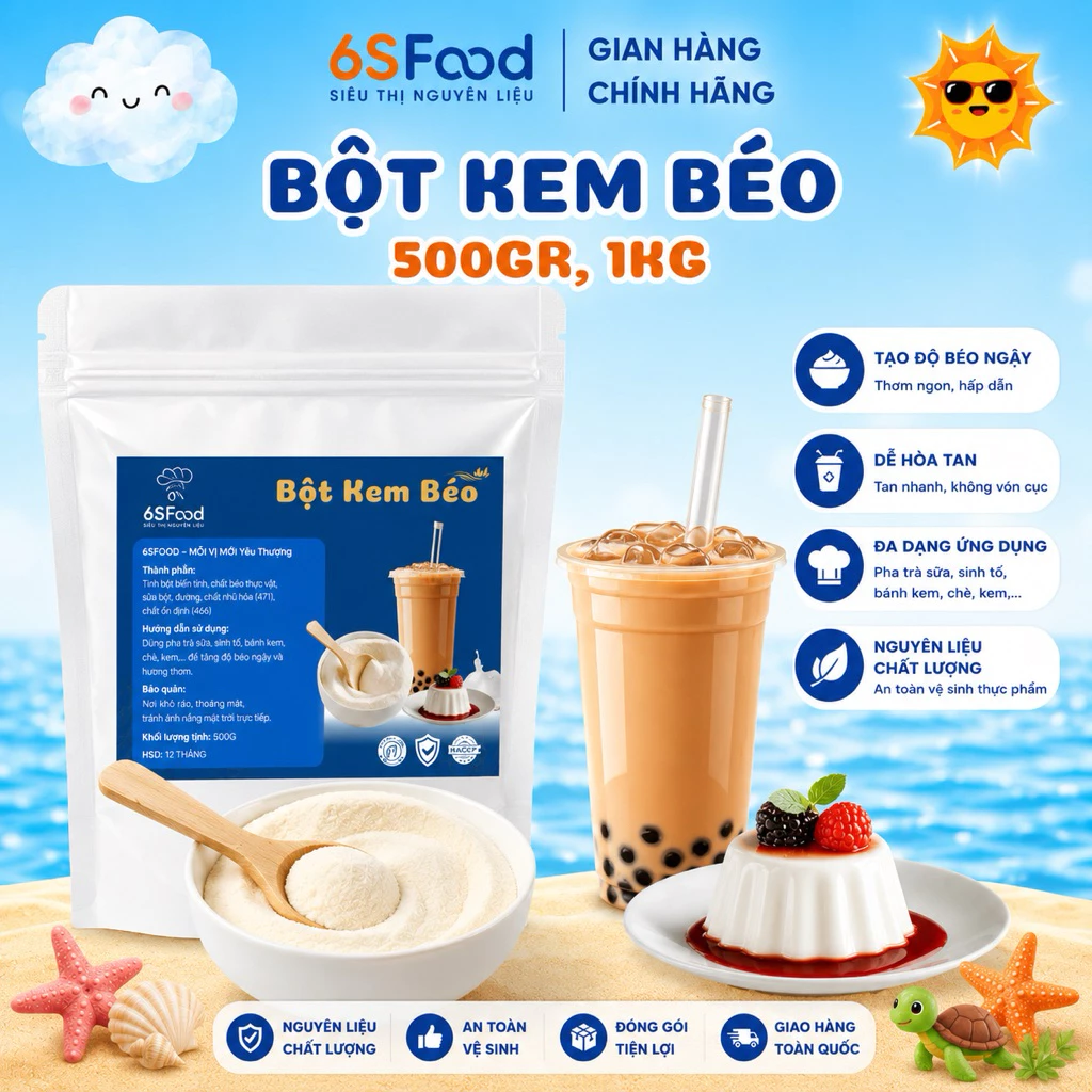 Bột Kem Béo 500gr Làm Kẹo Nougat, Pha Trà Sữa, Làm Kem, Nấu Chè 6SFOOD