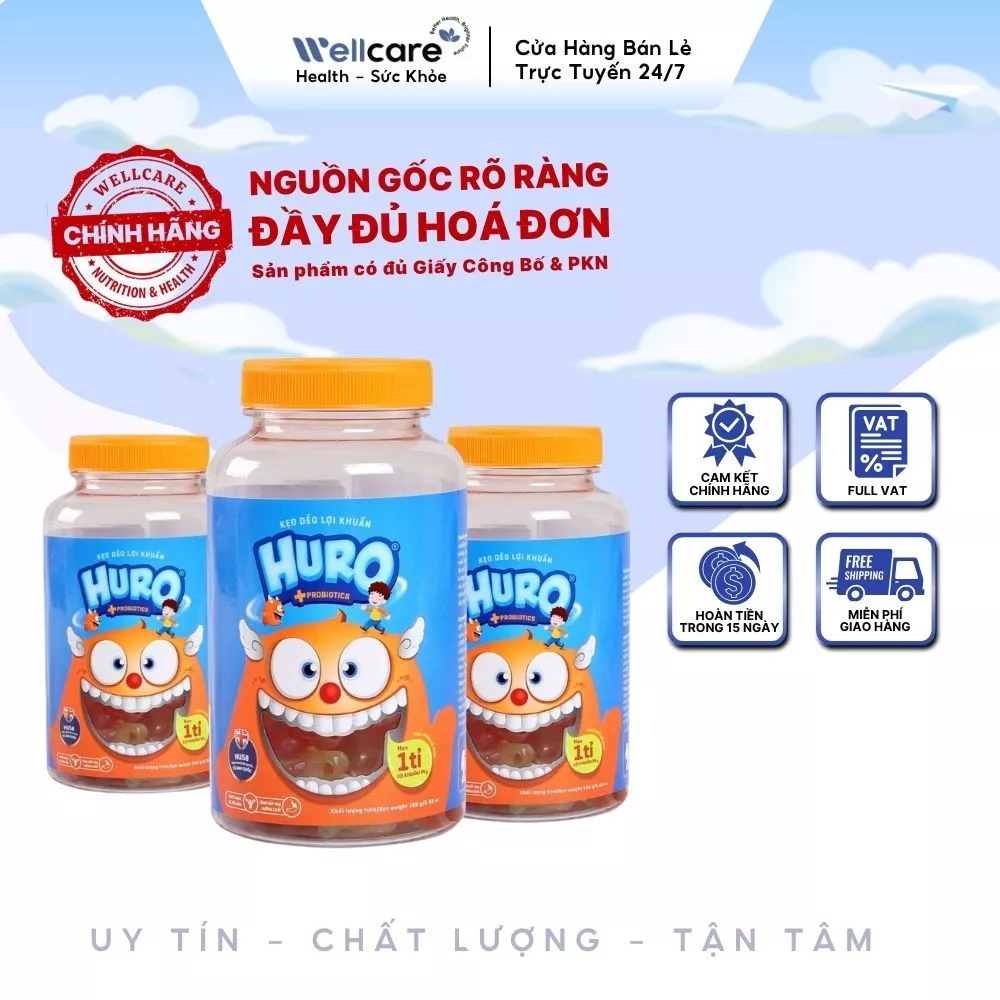 [✨CHÍNH HÃNG] Kẹo Dẻo Huro Probiotics - Hũ 168g - Hỗ Trợ Bổ Sung Lợi Khuẩn, Cân Bằng Hệ Vi Sinh Đường Ruột