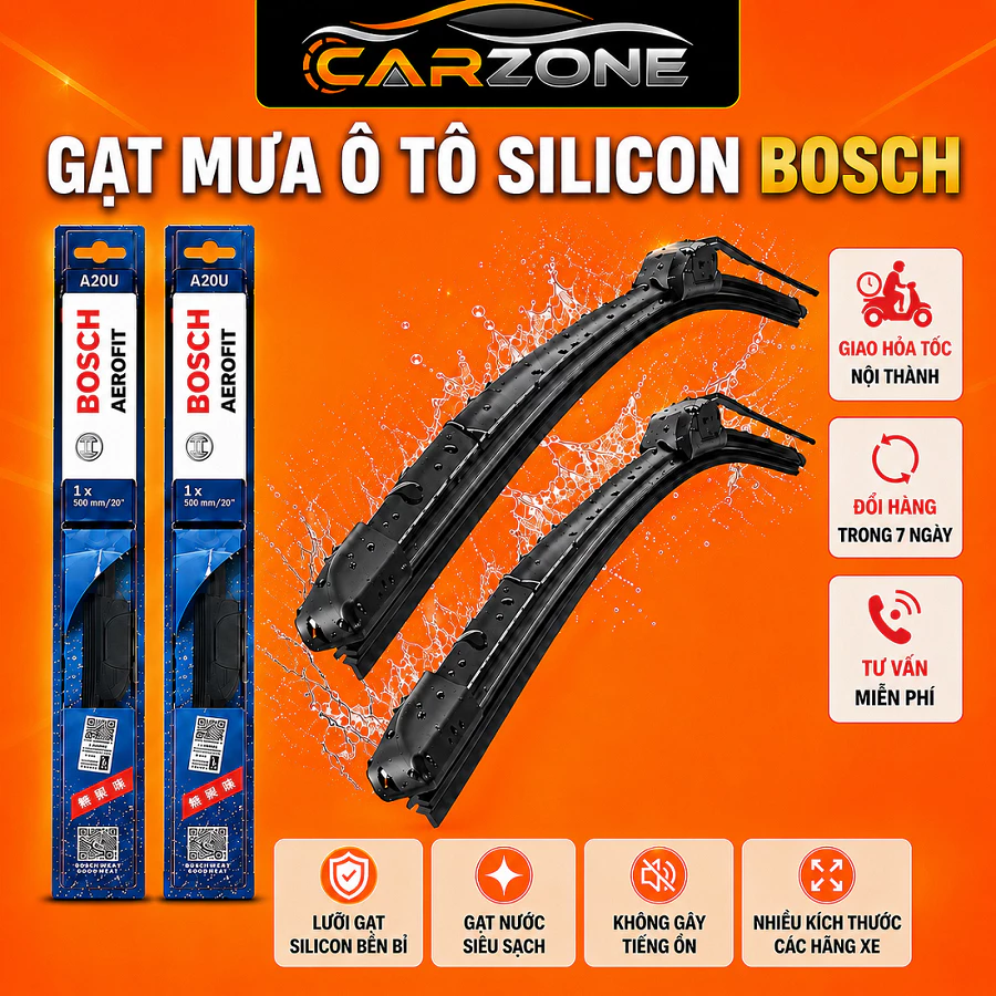 Gạt Mưa Ô Tô Silicon Không Xương Cao Cấp - Gạt Êm Không Ồn, Sạch Nước, Đủ Size 14-28 Inch