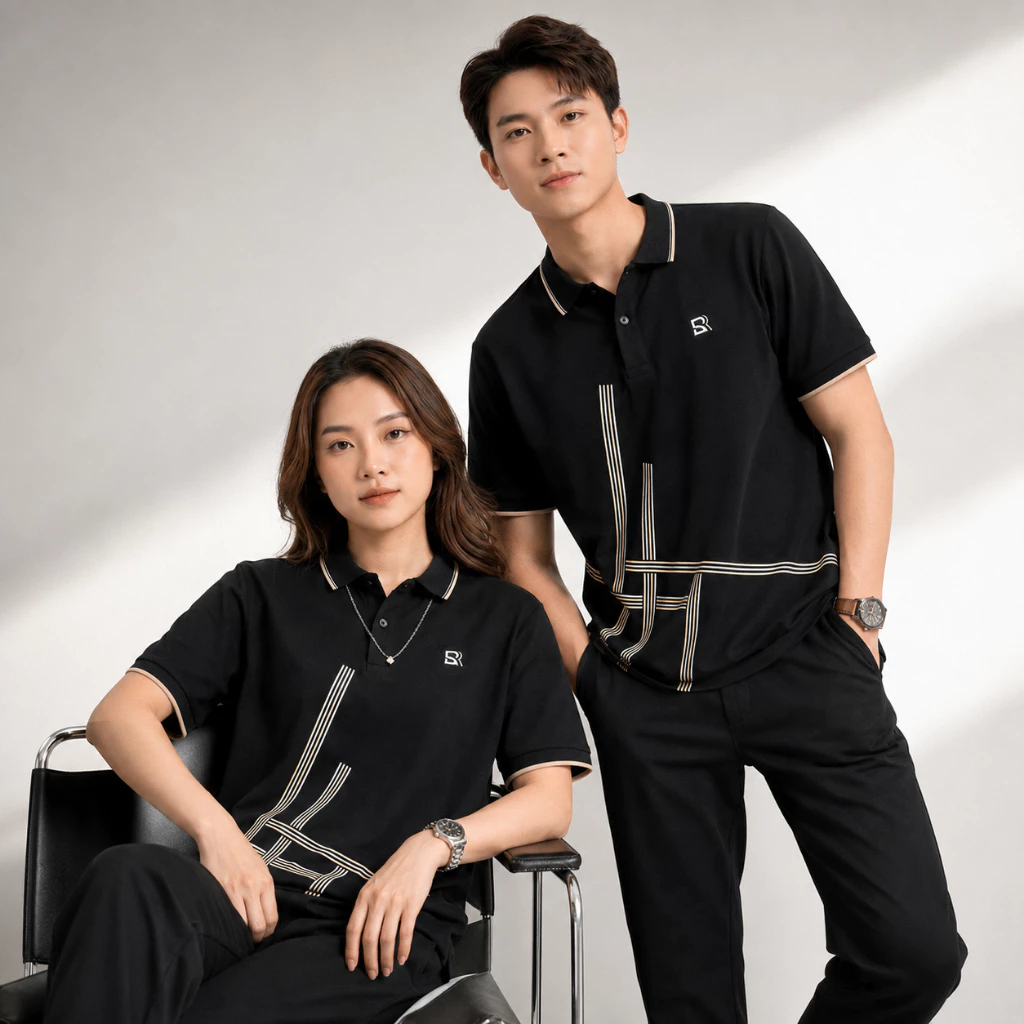 Áo Thun Polo Nam Nữ FAGU Phối Viền Cổ Bẻ Tay Ngắn Vải Cá Sấu Cotton Co Giãn 4 Chiều Form Regular