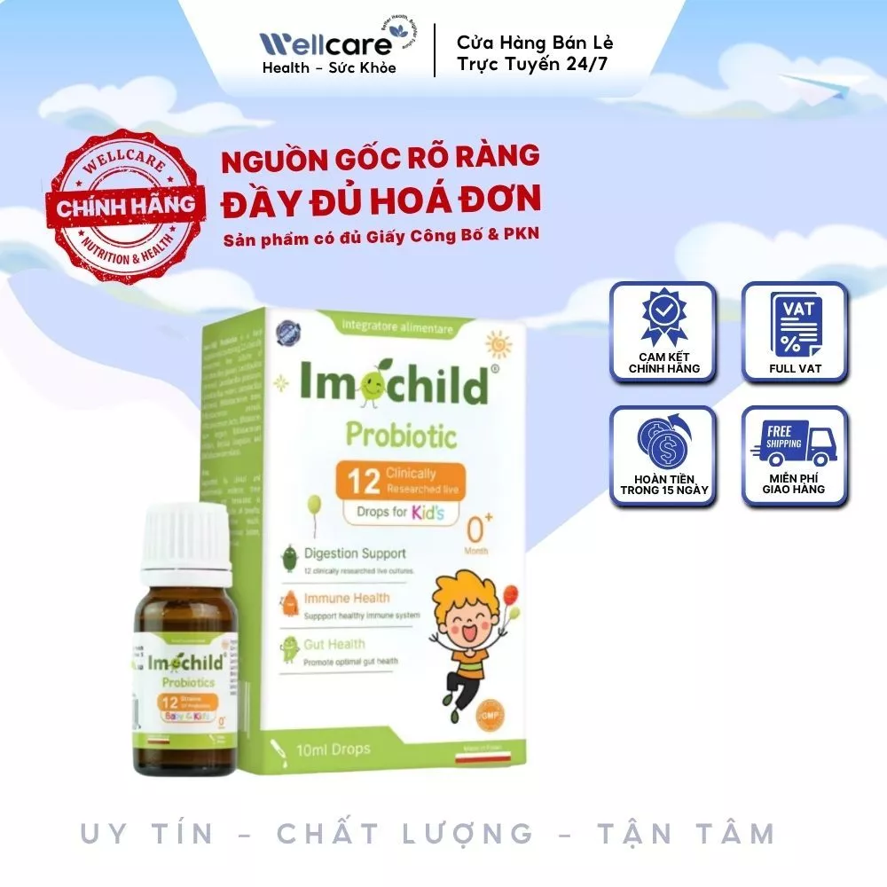 [✨CHÍNH HÃNG] Imochild Probiotics 12 - Lọ 10ml - Hỗ Trợ Cải Thiện Táo Bón, Tiêu Chảy Cho Bé