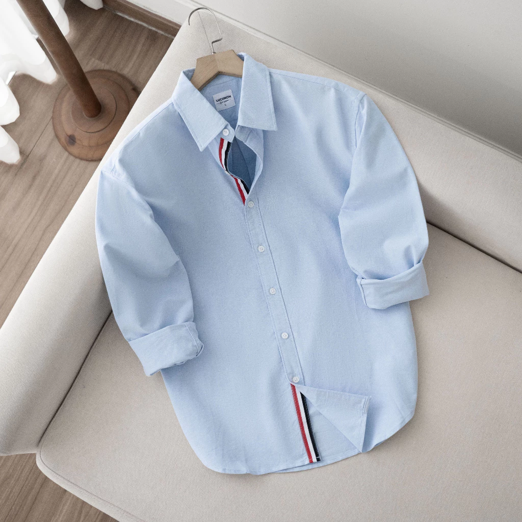 Áo Sơ Mi Tay Dài Nam LAVI Phối Kẻ Sọc Chất VảI Oxford, Form Regular Sang Trọng - LUCIINON