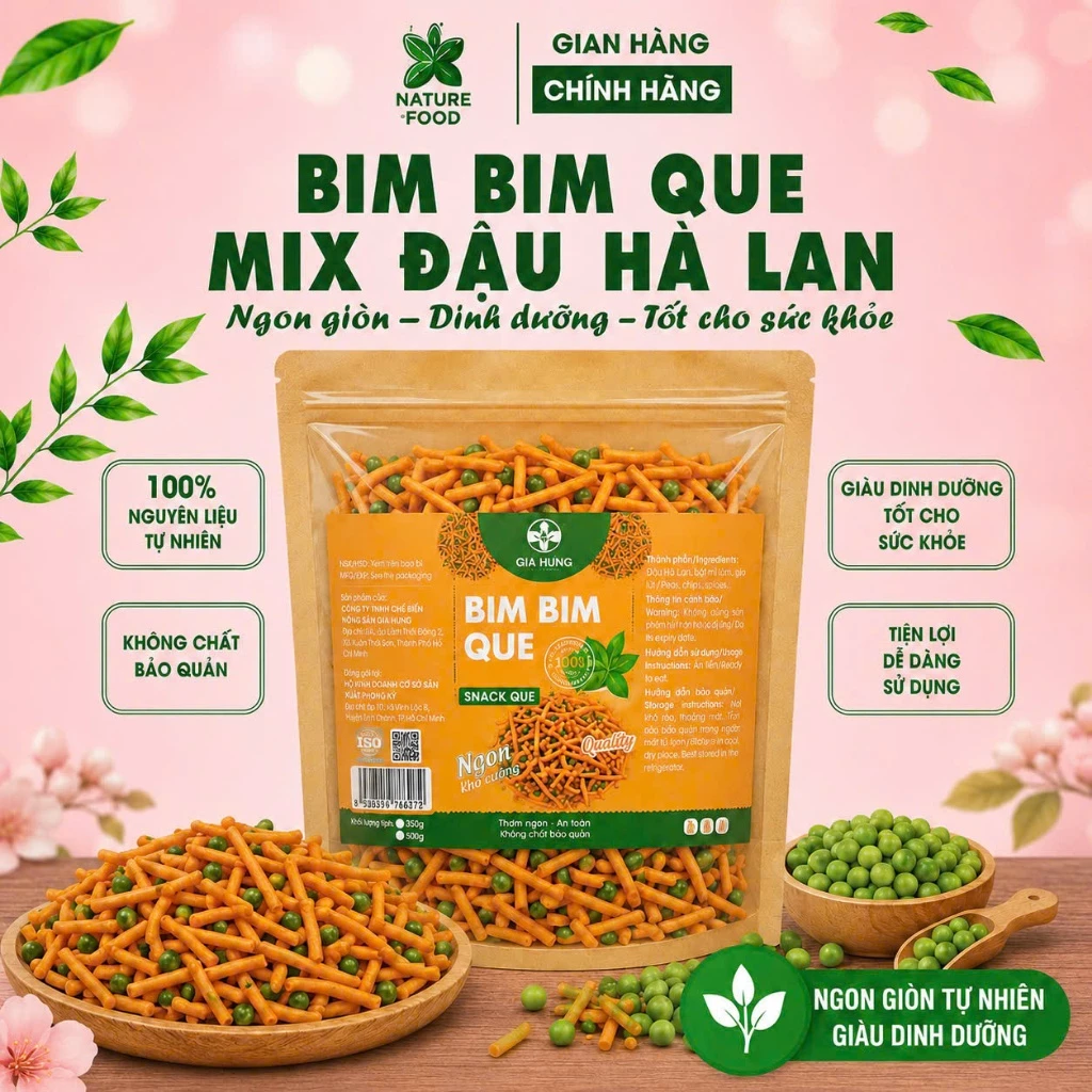 Bim Bim Que Đậu Hà Lan Phân Phối Bởi NATURE FOOD(Đầy đủ hồ sơ công bố và kiểm nghiệm sản phẩm)