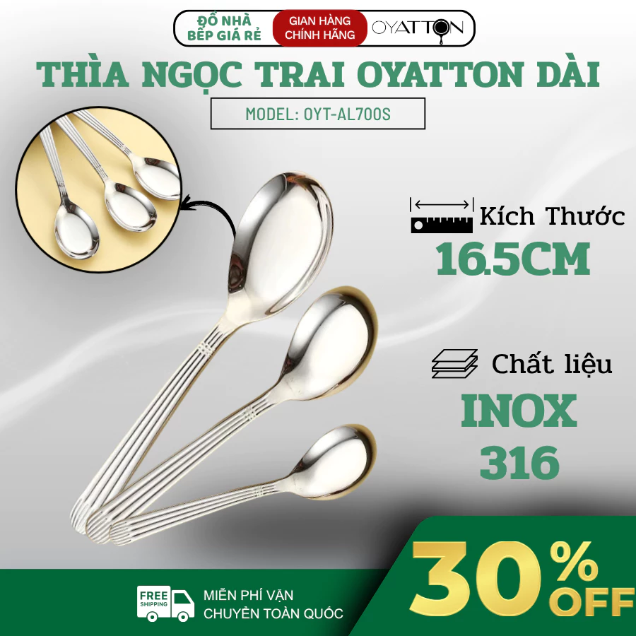 Thìa Ngọc Trai OYATTON OYT-AL700S Inox 316 An Toàn Tiếp Xúc Thực Phẩm, Phù Hợp Dùng Hằng Ngày - Đồ Nhà Bếp Giá Rẻ