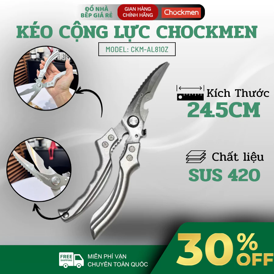 Kéo Cộng Lực CHOCKMEN C810 Đa Năng Cho Gian Bếp, Cắt Thực Phẩm Nhanh Gọn Tiện Lợi - Đồ Nhà Bếp Giá Rẻ