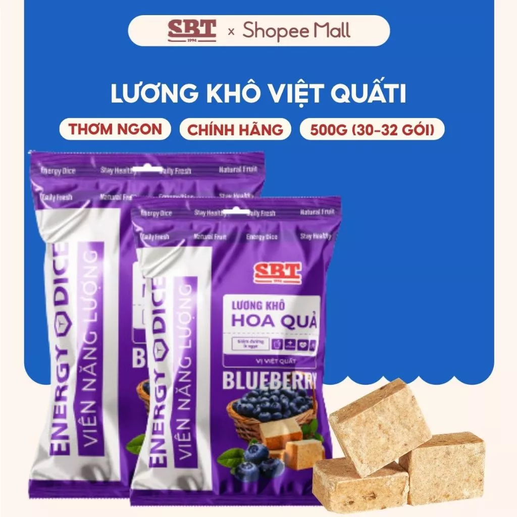 Lương Khô SBT Hoa Quả Vị Việt Quất Loại 500g Dinh Dưỡng - Thanh Năng Lượng Bánh Kẹo SBT