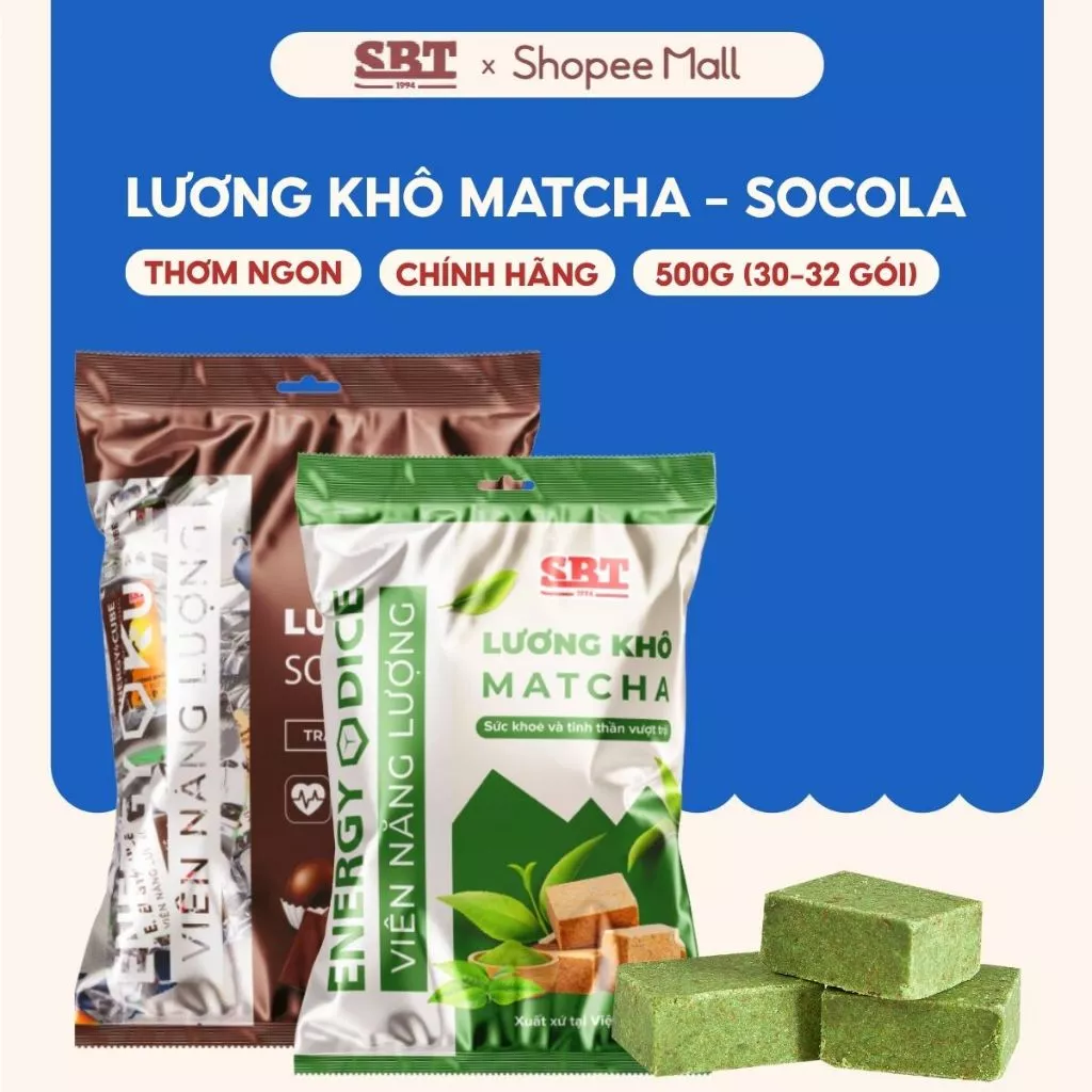 Lương Khô SBT Vị Matcha Socola Loại 500g Bổ Sung Năng Lượng Nhanh Chóng - Thanh Năng Lượng SBT