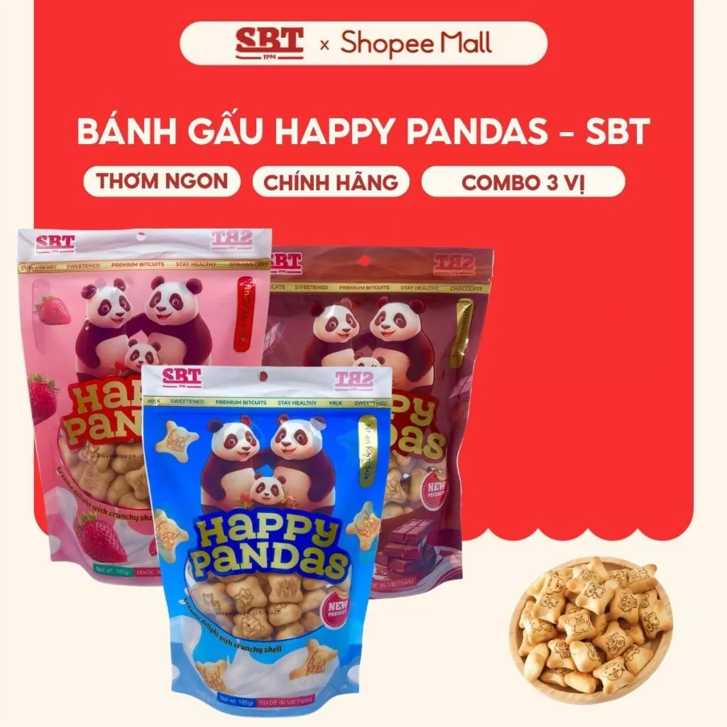 Bánh Gấu Kem Bơ Sữa Happy Pandas SBT Thơm Ngon - Bánh Kẹo SBT