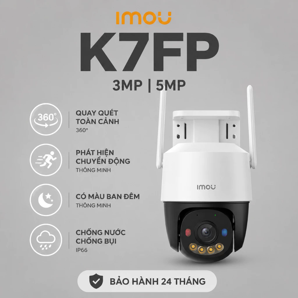 (QUÀ TẶNG đon cam+thẻ)CAMERA IMOU Ngoài Trời 4G K7FP 3MP/K7FP 5MP Xoay 355 Độ Xem Đêm Có Màu