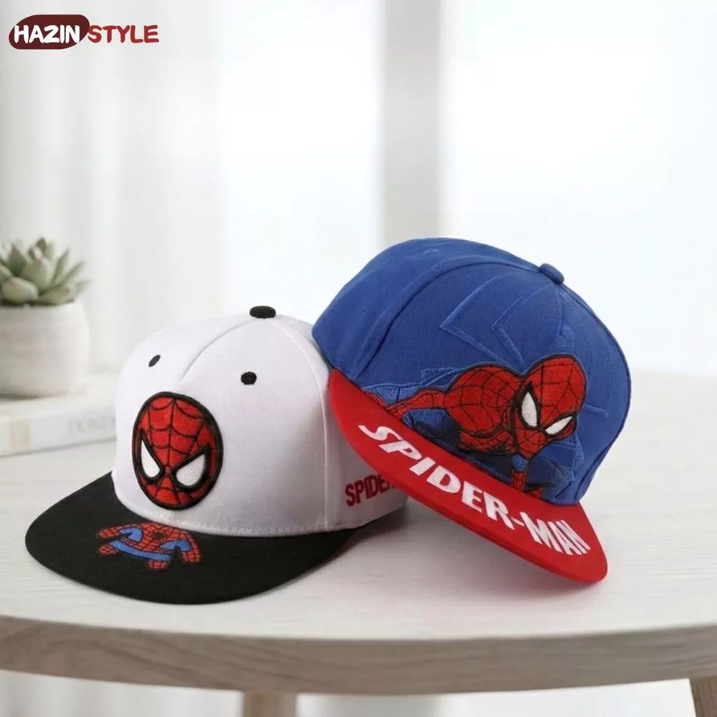 Mũ bé trai 1-5 tuổi HAZIN Snapback thêu hình siêu nhân nhện SPIDER MAN phối màu cho bé đi học đi chơi
