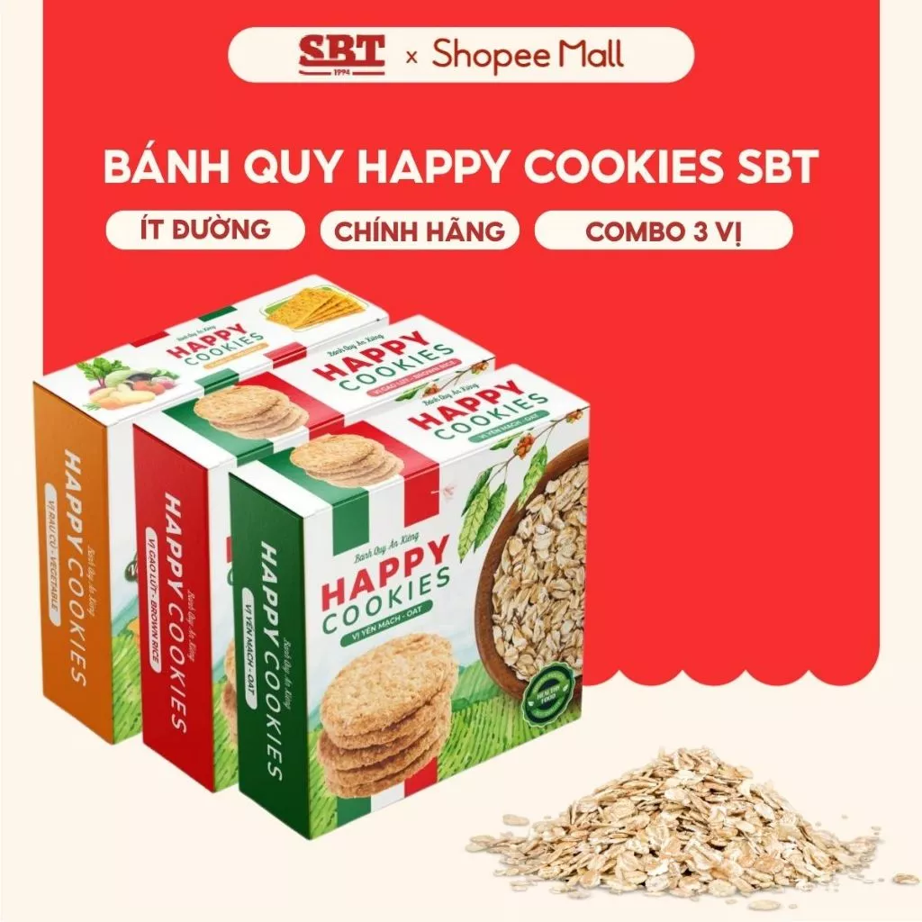 Bánh Quy Giảm Đường Ít Ngọt Ngũ Cốc Happy Cookies SBT Healthy Bổ Sung Dinh Dưỡng