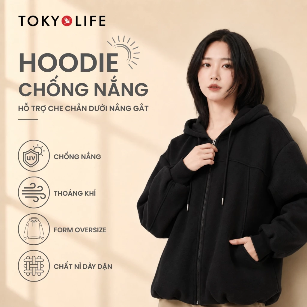 Áo Khoác Hoodie Nữ Mũ Liền Vải Xốp Có Dây Rút Kiểu Dáng Trẻ Trung Năng Động 40004993