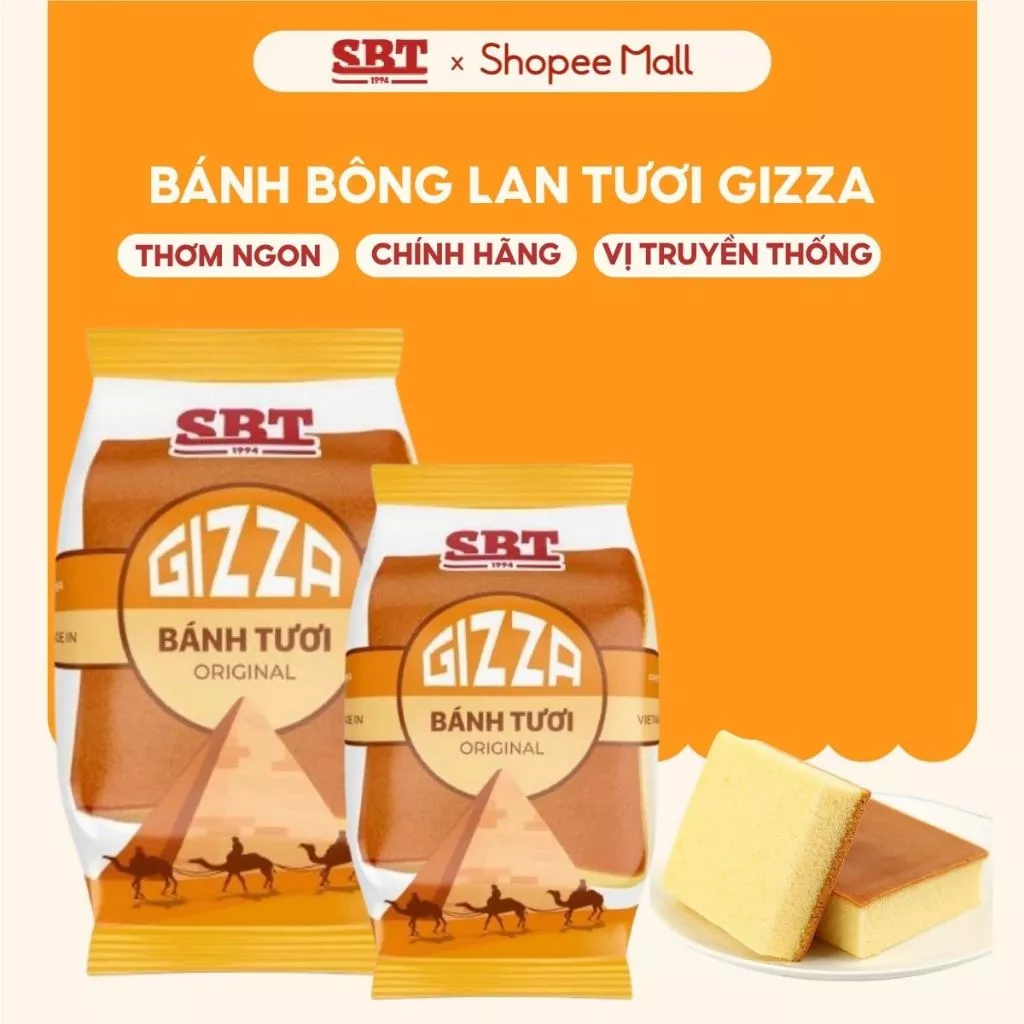 Bánh Bông Lan Tươi Gizza Original SBT Thơm Ngon, Bổ Sung Dinh Dưỡng Cho Bữa Sáng, Bữa Phụ, Ăn Vặt