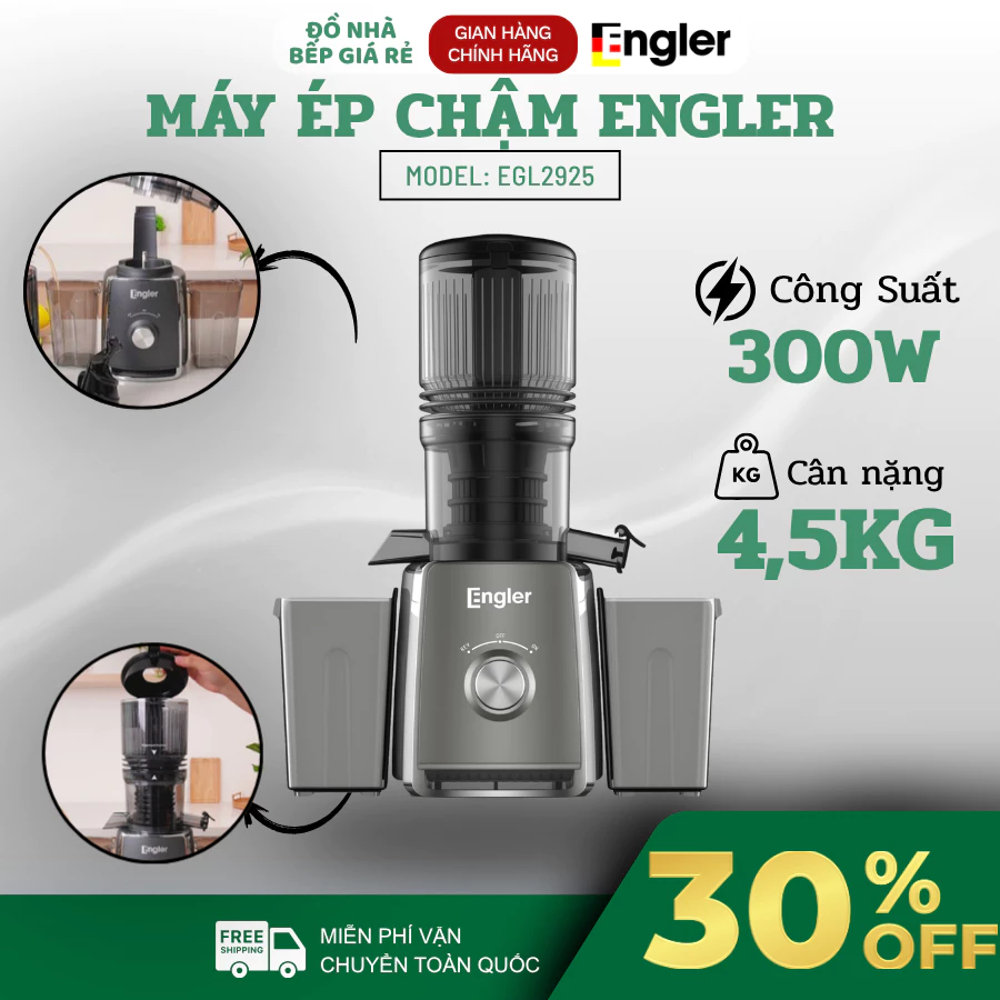 Máy Ép Chậm ENGLER EGL2925 Ép Đa Dạng Rau Củ Trái Cây, Thiết Kế Hiện Đại Gọn Gàng - Đồ Nhà Bếp Giá Rẻ