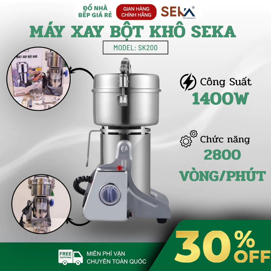 Máy Xay Bột Khô SEKA SK200 Thiết Kế Nhỏ Gọn, Dễ Tháo Lắp Và Vệ Sinh Sau Khi Dùng - Đồ Nhà Bếp Giá Rẻ
