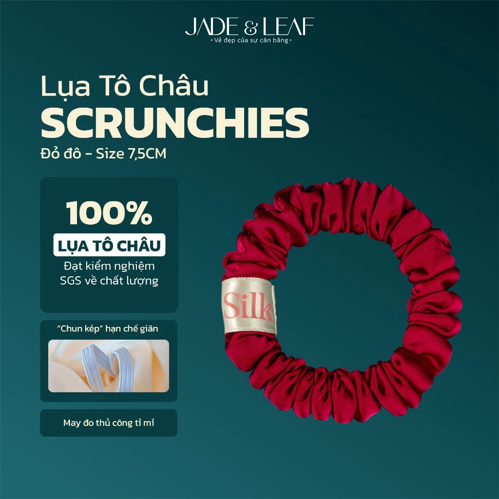 Scrunchies Buộc Tóc Nữ Lụa Thật To Phồng Jade&Leaf Buộc Tóc Tóc Dài Phụ Kiện Thời Trang Nữ