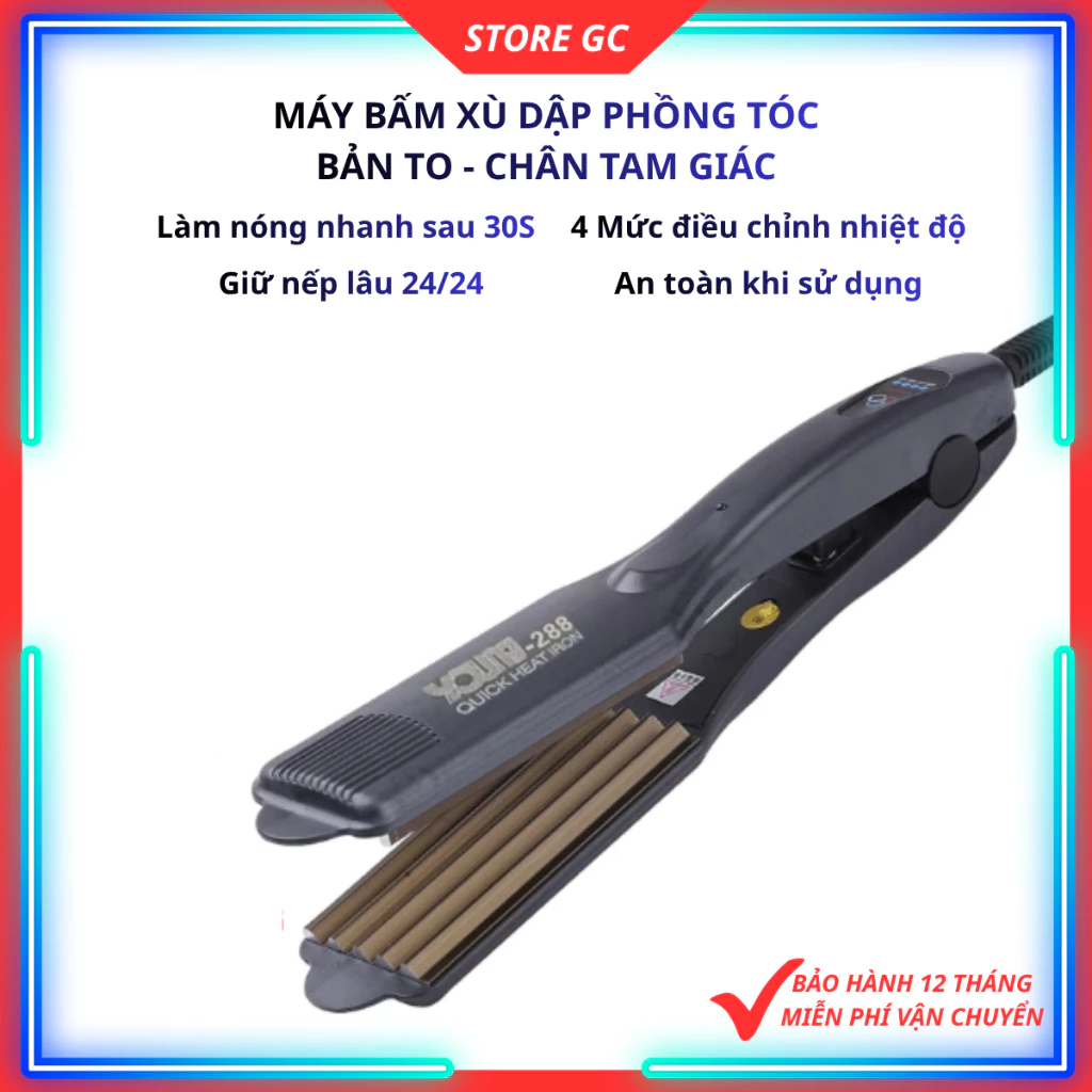Máy Bấm Xù Dập Phồng Chân Tóc YOUNG-288, 4 Cấp Độ Điều Khiển Nhiệt Thông Minh Làm Nóng Nhanh Giữ Nếp Lâu