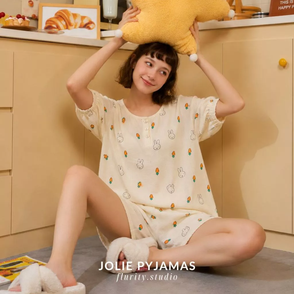 Set Bộ Đồ Ngủ Pijama Thiết Kế Cao Cấp Nữ Ngắn Jolie Pyjamas Mặc Tại Nhà Dễ Thương Gợi Cảm Xinh Xắn Mềm Flurity BNTLDN144