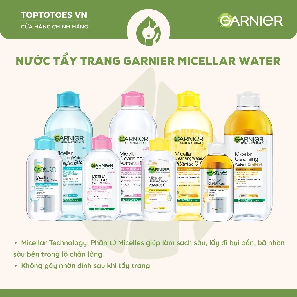[HÀNG NHẬP KHẨU] Nước tẩy trang Garnier Micellar Water tẩy sạch êm dịu cho mặt-mắt-môi 400ml