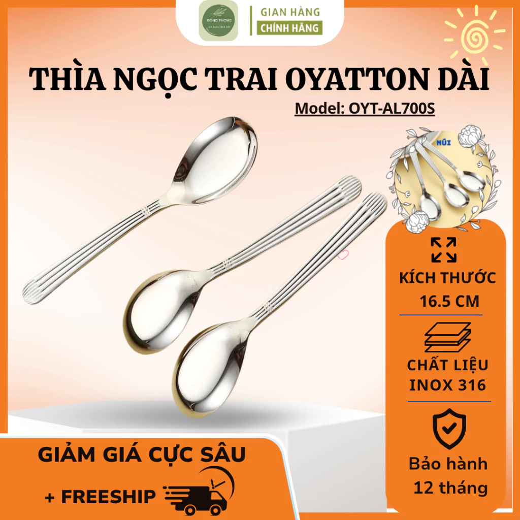 Thìa Ngọc Trai OYATTON OYT-AL700S Inox 316 Phù Hợp Gia Đình Nhà Hàng, Bền Đẹp Lâu Dài - Đông Phong