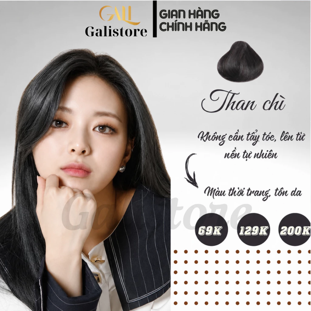 Thuốc nhuộm tóc Than chì + tặng oxy trợ dưỡng