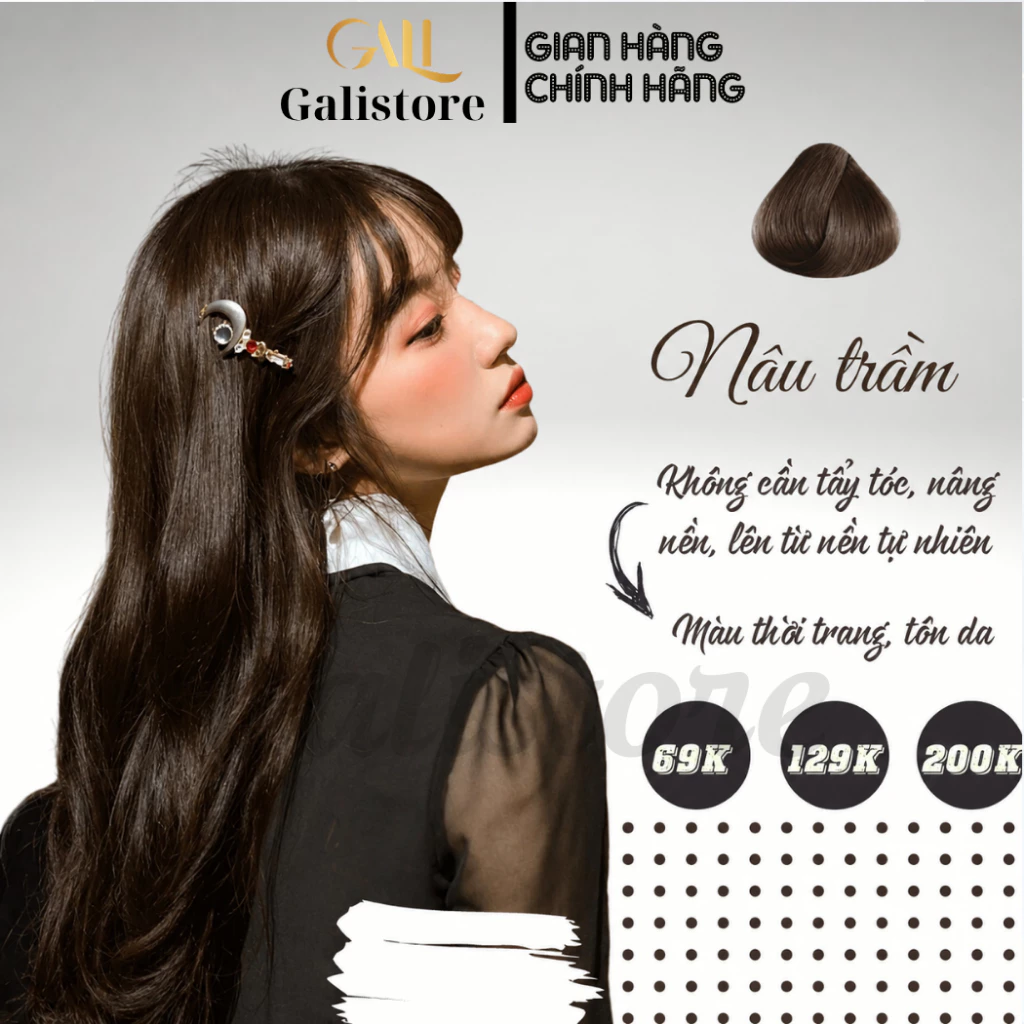 thuốc nhuộm tóc nâu trầm + tặng kèm oxy trợ dưỡng
