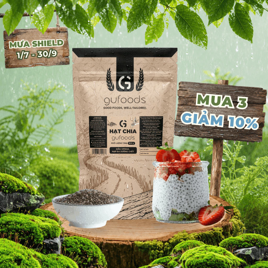 Hạt chia GUfoods - Giàu chất xơ và Omega-3, Tốt cho hệ tiêu hoá, Lành mạnh (túi zip 100g/600g)