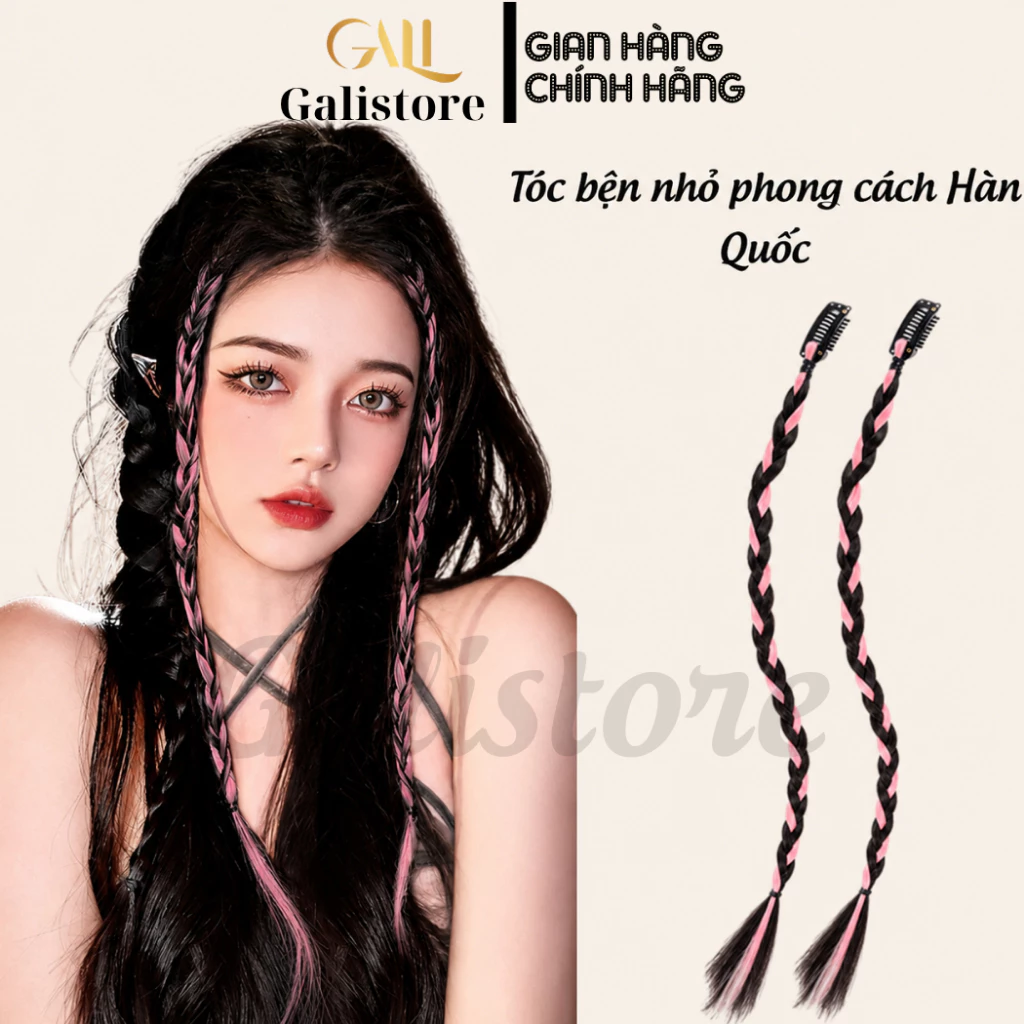 Bện Tóc Giả Tết Sẵn Có Chun Buộc, Tóc Highlight Tết Sẵn Đuôi Ngựa Tết Sợi Nhỏ Dáng Dài Nhiều Màu ( 1 cái )- galistore