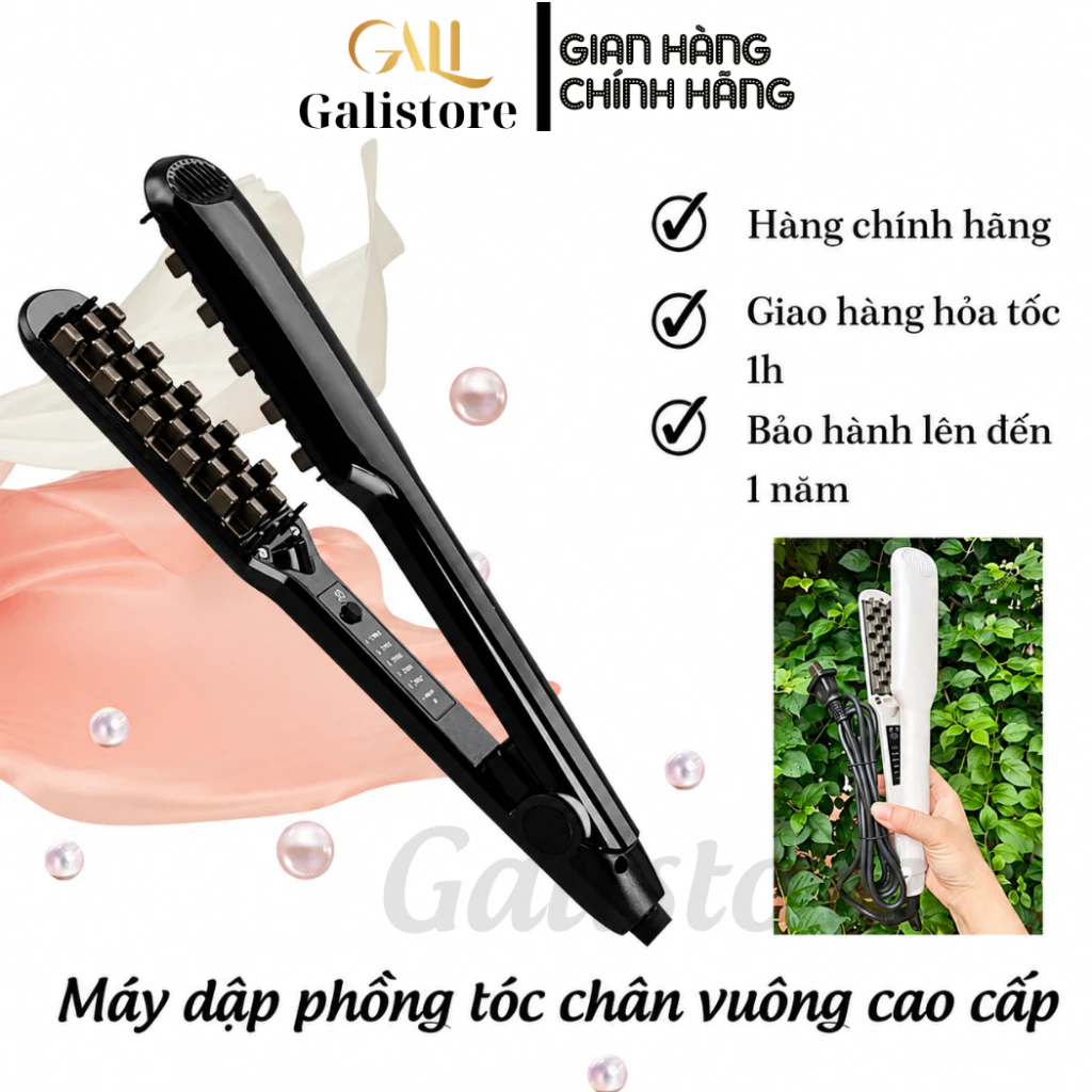 Máy bấm xù dập phồng tóc chân vuông cao cấp 2in1 Hàn Quốc 5 mức chỉnh nhiệt tạo kiểu tóc cho cả tóc Khô/ Ướt-Galistore