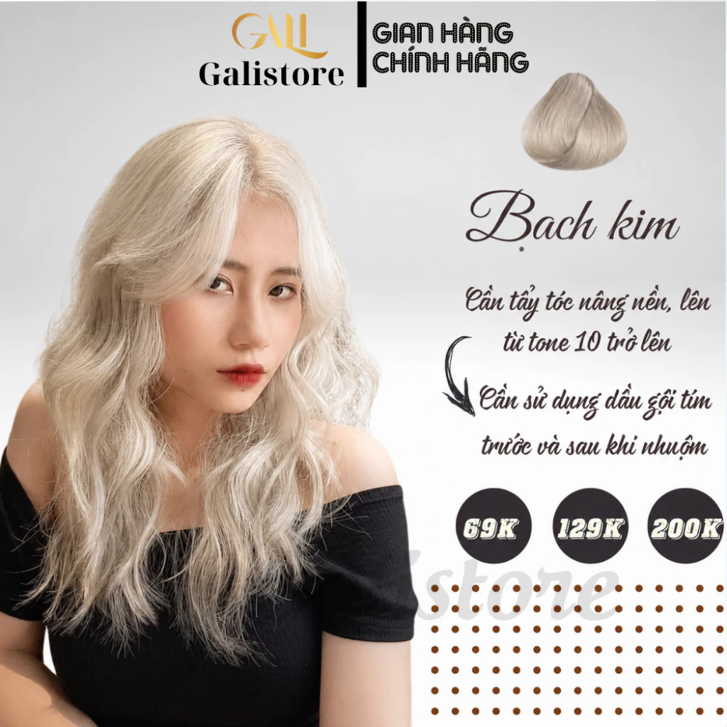 Thuốc nhuộm tóc màu bạch kim+tặng kèm oxy trợ dưỡng