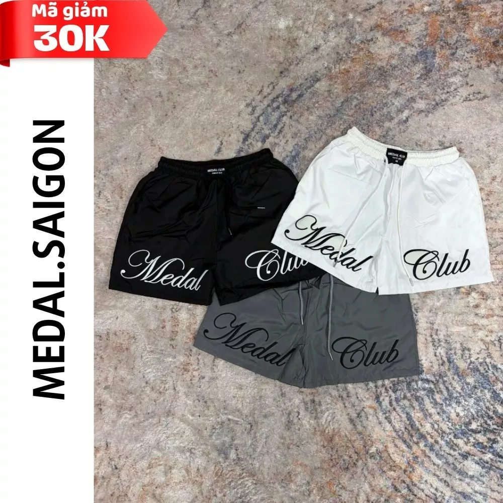 Quần Short Dù Medal Club Thêu Chữ Cao Cấp Form Rộng Unisex