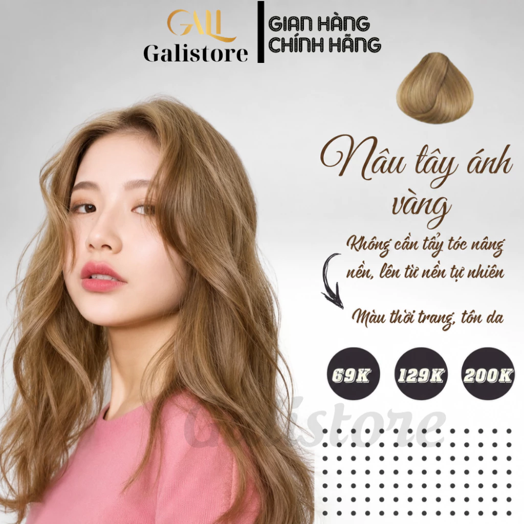 thuốc nhuộm tóc nâu tây ánh vàng +tặng oxy trợ dưỡng