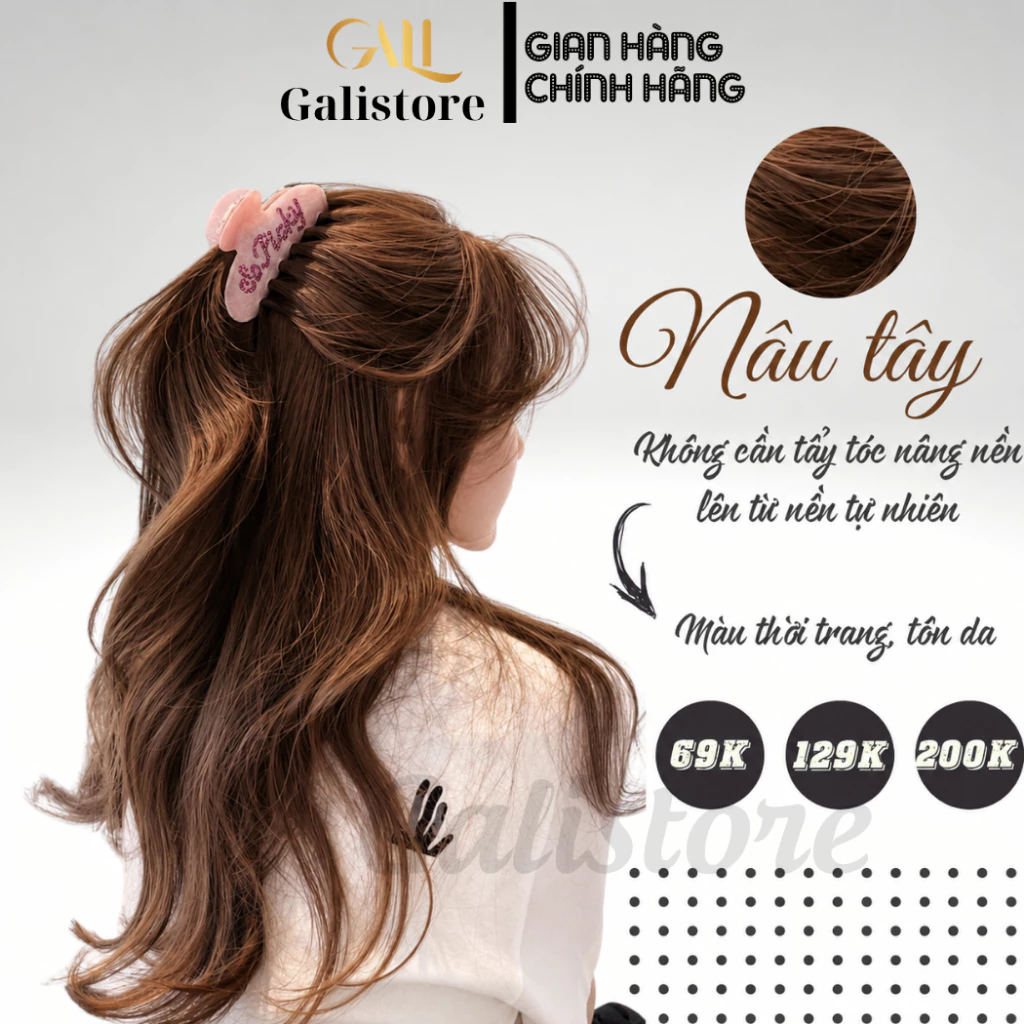 Thuốc nhuộm tóc Nâu Tây không cần Thuốc tẩy tóc kèm oxy trợ nhuộm Galistore