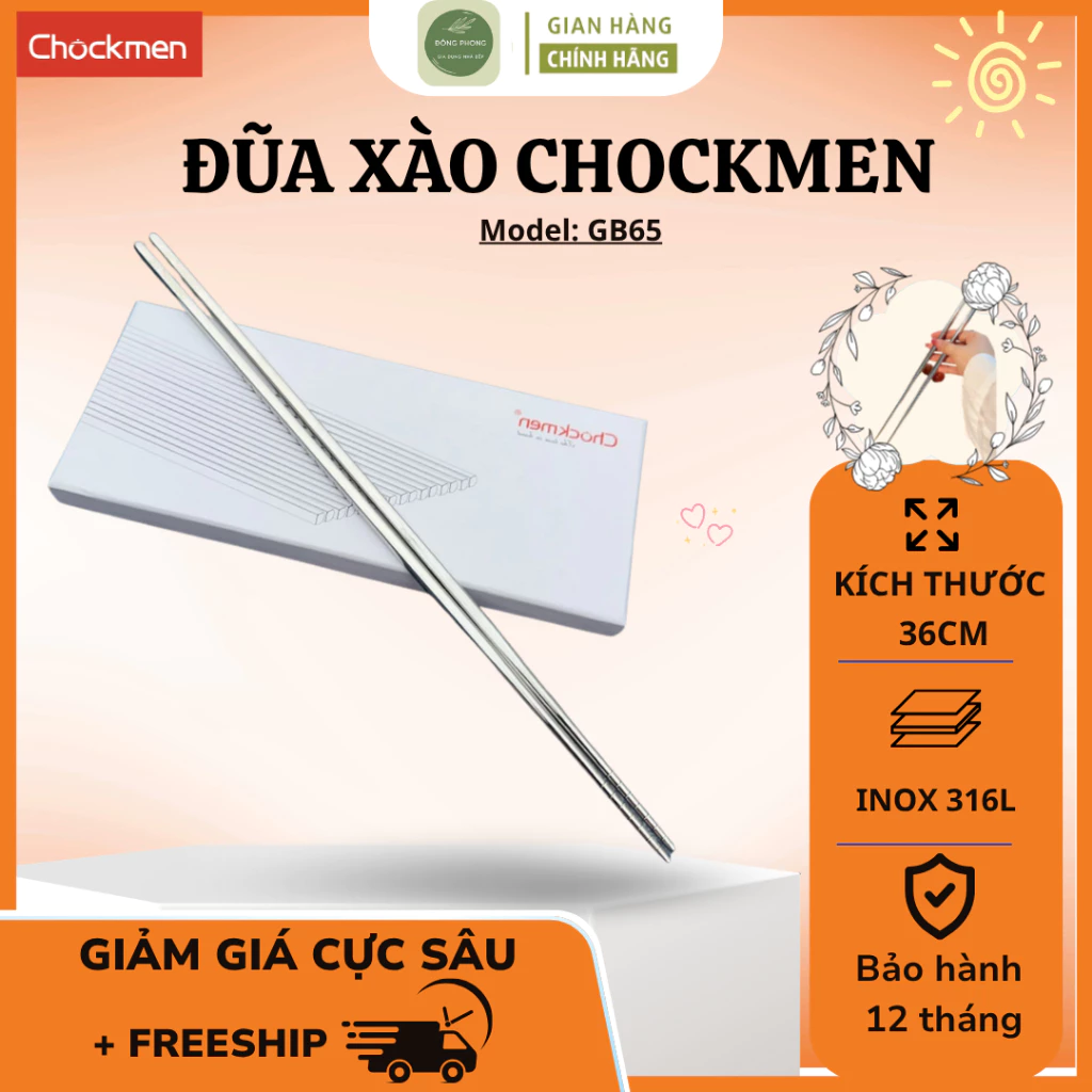Đũa Xào Nấu CHOCKMEN S24-O748 36cm Inox 18/10 Đầu Gắp Chắc Chắn, Dễ Gắp Thức Ăn - Đông Phong