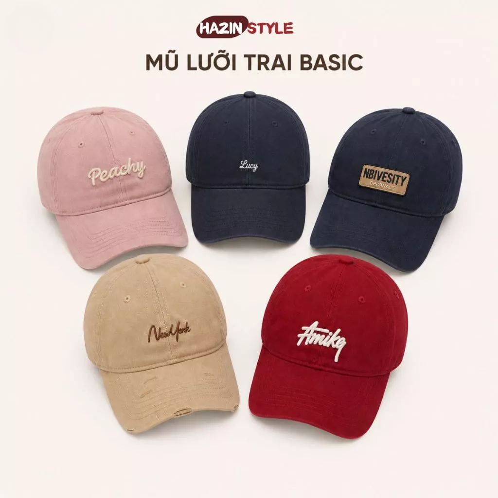 Mũ Lưỡi Trai Nam Nữ Form Cứng & Form Mềm, Chất Kaki Cao Cấp, Thêu Chữ Cá Tính, Mũ Unisex