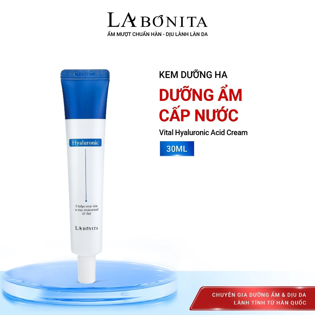 Kem HA Hỗ Trợ Dưỡng Ẩm, Làm Dịu Da, Tăng Cường Độ Đàn Hồi Da La Bonita Vital Hyaluronic Acid Cream 30ml
