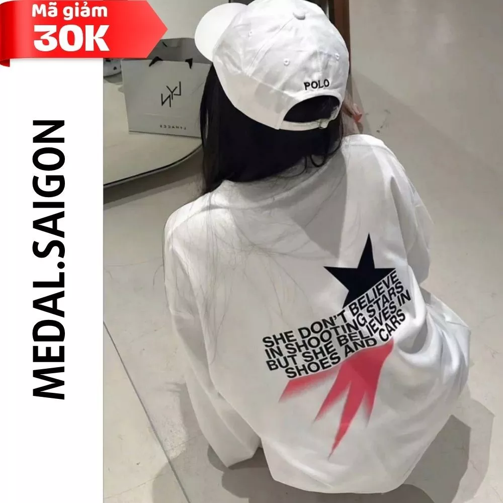 Áo Thun Dài Tay, Sweater Medal.SaiGon Star Graphic – Form Rộng Unisex In Lưng Cá Tính, Chất Cotton 100%