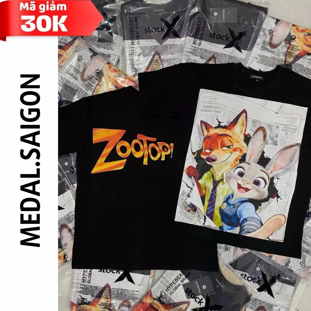 Áo Thun Zoo Topia Nick và Judy Nam Nữ Hình In Nét