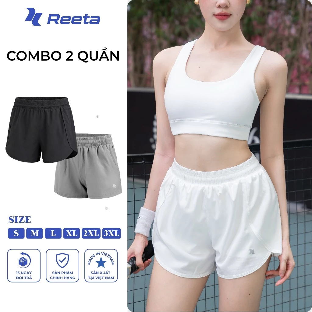 [Combo 2] quần short thể thao nữ Reeta 2 lớp chất vải thoáng khí thấm hút tập Gym - Yoga - chạy bộ - aerobic - A004